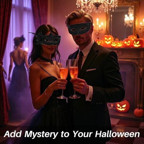 2 Pack Couple Masquerade Masks, Venetian Party Eye Mask Classic Mardi Gras Mask for Couples Women Men in Kuwait