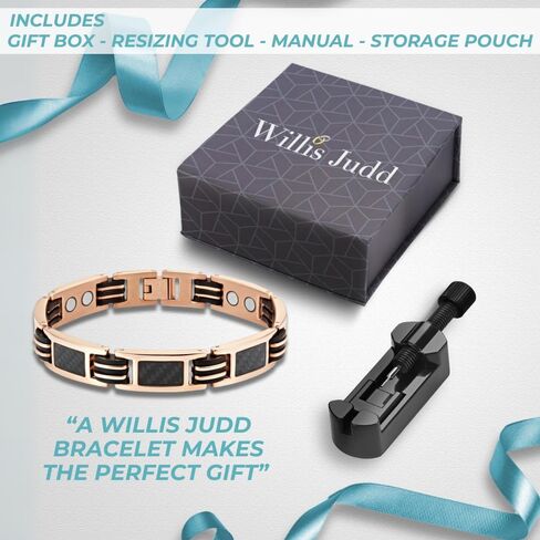 Willis Judd Bracelets For Men Titanium Mens Bracelet Black Carbon Fiber Size Adjustable in Kuwait