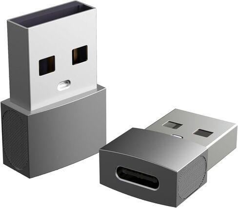 Hichain Pack of 2 USB A to USB C OTG Adapter Gray, 480Mbps Data Sync Zinc Alloy Type A Male to USB 2.0 Type C Female Converter for Charger USB C Cable PC Laptop Flash Drive ADT-AAG2 in Saudi Arabia