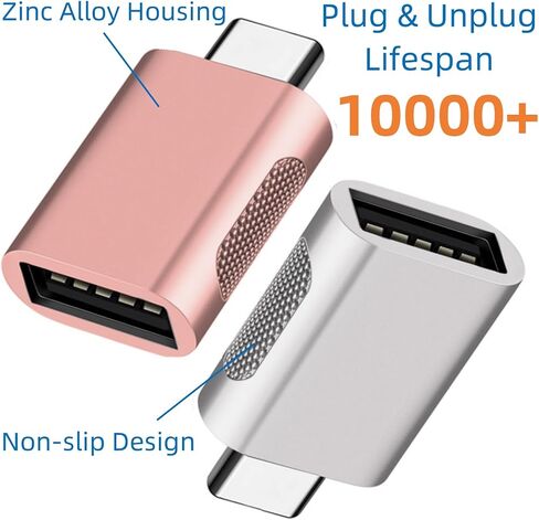 Hichain حزمة من 2 USB A إلى USB C OTG محول رمادي، 480 ميجا بت في الثانية مزامنة البيانات سبائك الزنك نوع A ذكر إلى USB 2.0 نوع C أنثى محول لشاحن USB C كابل الكمبيوتر المحمول محرك فلاش ADT-AAG2 in Kuwait
