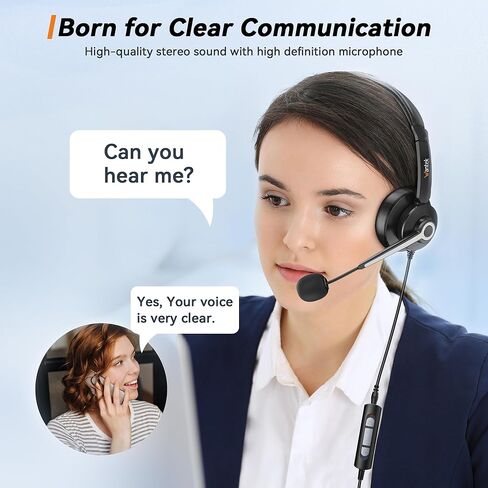سماعة رأس Wantek مع ميكروفون، سماعة رأس USB مع ميكروفون، سماعة كمبيوتر مع ميكروفون عازل للضوضاء لأجهزة الكمبيوتر المحمول، أدوات التحكم في كتم الصوت، سماعة رأس سلكية للعمل من المنزل/المكتب المفتوح/مركز الاتصال in Kuwait