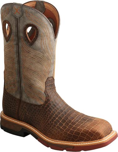 Men's 12" Western Work Boot - Casual Western Boots for Men, Brown & Grey, 10 D in Saudi Arabia