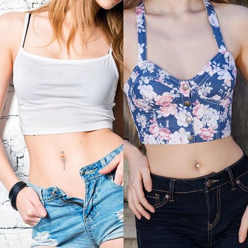 Subiceto 10 قطع حلقات زر البطن الجراحية الفولاذية للنساء مطلية بالذهب متدلية ثقب البطن المتدلية لطيف تشيكوسلوفاكيا ثعبان فراشة السرة حزمة in Kuwait