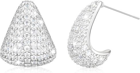 SWEETV Chunky Gold Hoop Earrings, Teardrop CZ 14K Gold Plated Hoop Earrings for Women Trendy, Statement Stud Earrings Jewelry for Women Girls Gift in Kuwait