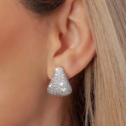 SWEETV Chunky Gold Hoop Earrings, Teardrop CZ 14K Gold Plated Hoop Earrings for Women Trendy, Statement Stud Earrings Jewelry for Women Girls Gift in Kuwait