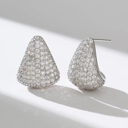 SWEETV Chunky Gold Hoop Earrings, Teardrop CZ 14K Gold Plated Hoop Earrings for Women Trendy, Statement Stud Earrings Jewelry for Women Girls Gift in Kuwait