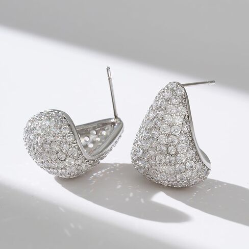 SWEETV Chunky Gold Hoop Earrings, Teardrop CZ 14K Gold Plated Hoop Earrings for Women Trendy, Statement Stud Earrings Jewelry for Women Girls Gift in Kuwait