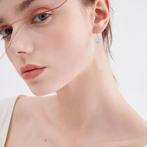 Wolf Earrings S925 Sterling Silver Moonstone Wolf Leverback Earrings Crescent Moon Dangle Drop Earrings Animal Earrings Wolf Hoop Earrings Howling Wolf Jewelry for Women Girls, Sterling Silver, No in Saudi Arabia