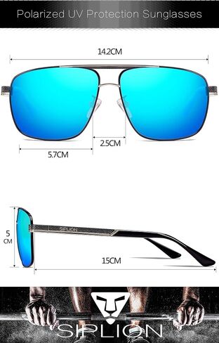 SIPLION Men's Driving Polarized Rectangular Square Sunglasses Metal Frame in Kuwait