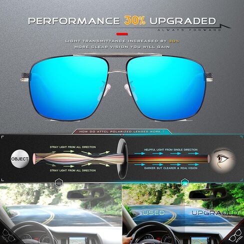 SIPLION Men's Driving Polarized Rectangular Square Sunglasses Metal Frame in Kuwait