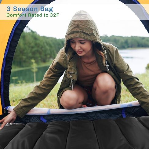 Sleeping Bag – 32F Rated XL 3 Season Envelope Style with Hood for Outdoor Camping, Backpacking and Hiking with Carry Bag by Wakeman Outdoors (Navy) in Saudi Arabia