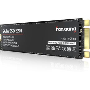 محرك أقراص الحالة الصلبة الداخلي S201 1 تيرابايت M.2 SSD 2280 SATA III 6 جيجابت/ثانية، ذاكرة تخزين مؤقت SLC لزيادة السرعة، سرعة قراءة تصل إلى 550 ميجابايت/ثانية، متوافق مع أجهزة الكمبيوتر المحمول وأجهزة الكمبيوتر المكتبية (أسود)