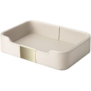 SANZIE Luxury Leather Tray Desktop Storage Catchall Organizer Decorative Tray for Entryway Table to Hold Jewelry Watch Cosmetics Keys Phone Wallet Home & Office Accessories (Pink)