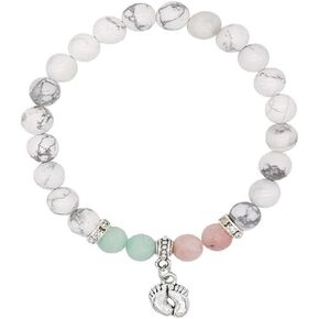 Guardian Angel Charm Bracelets for Women Girls Healing Crystal Beaded Stretch Elastic Bracelet Memorial Protection Sympathy Gift Natural Stone Inspirational Bracelet Faith and Love Jewelry