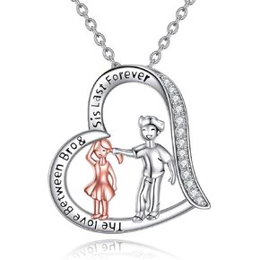 CRMAD Sister Gifts from Brother for Sister Sterling Silver Brother and Sister Necklace Jewelry for Birthday Christmas Gifts