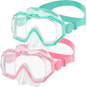 Bairuifu Kids Swim Goggles for Kids 4-16, Anti-Shattered Lens/Anti-Fog / 180° Panoramic View/Kids Swimming Goggles with Nose Cover