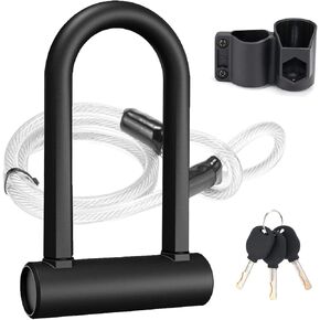 iScooter Anti-Theft U Lock with Cable and Mounting Bracket for Electric Scooter, Bike, Motorcycle