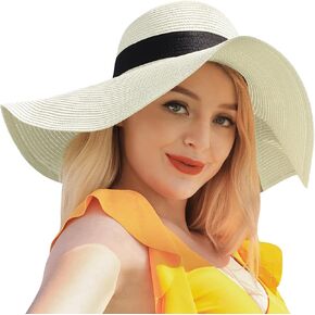 Beach Hats for Women - Beach Hat Womens UPF 50+, Packable Sun Hat Women Roll Up, Wide Brim Straw Hat for Women