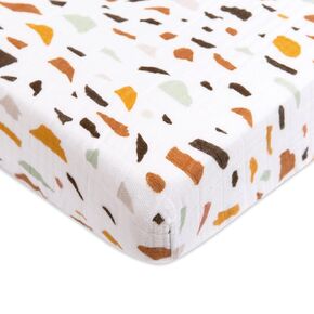 Babyletto 100% Organic Cotton Mini Crib Sheet, GOTS-Certified, Fitted 360°, Ultra-Soft and Breathable Muslin - Olive Branches