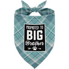 Dog Bandana, Promoted to Big Brother Dog Bandana, Dog Scarf Classical Plaid Printing, Dog Scarf Accessories, Dog Bandana Pet Scarf, Pet Plaid Scarf Gender Reveal Accessories, Dog Bandana Gift (B61)