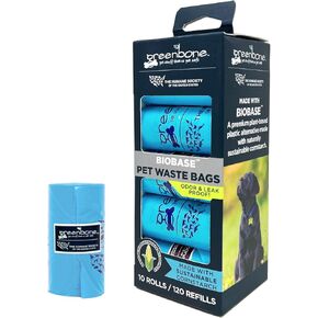 Greenberry Greenbone BIOBASE Pet Waste Bags 13''x9'' GREEN OR BLUE