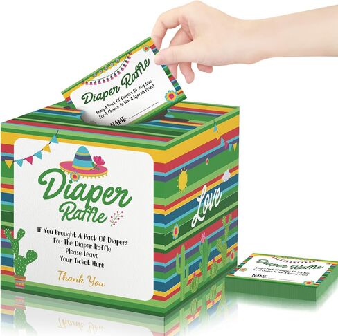 Excavator Diaper Raffle Tickets with Box, 1Diaper Raffle Box and 50Diaper Raffle Card,Diaper Raffle Tickets for Baby Shower,Diaper Party Raffle Insert Card for Baby Shower,Party Decoration Supplie in Kuwait