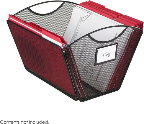 Safco Products Onyx Mesh Letter-Size Desktop Tub File 2162BL, Black Powder Coat Finish, Durable Steel Mesh Construction, Collapsible For Compact Storage, Integrated Handles in Saudi Arabia