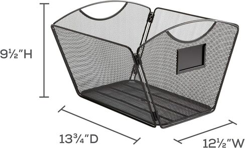 Safco Products Onyx Mesh Letter-Size Desktop Tub File 2162BL, Black Powder Coat Finish, Durable Steel Mesh Construction, Collapsible For Compact Storage, Integrated Handles in Saudi Arabia