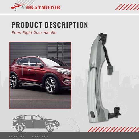مقبض الباب الأمامي الأيمن لسيارة Hyundai Tucson 82661D3710 82661-D3710 2016-2019 مقبض المفتاح الذكي الخارجي (فضي) - كروم in Kuwait