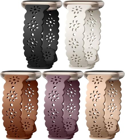 Hollow-out Bands Compatible with Fitbit Sense 2 Bands, Fancy Replacement Compatible with Fitbit Sense Bands, Breathable Floral Wristband Sport Strap compatible with Fitbit Versa 4 /Versa 3 Band in Kuwait