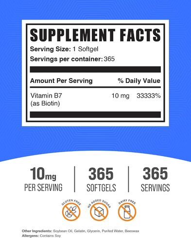 BULKSUPPLEMENTS.COM كبسولات بيوتين 10000 ميكروجرام - كبسولات هلامية بيوتين، مكملات البيوتين، فيتامينات البيوتين لبشرة الشعر والأظافر - حبوب البيوتين، خالية من الغلوتين - كبسولة هلامية واحدة لكل وجبة، 365 كبسولة هلامية in Saudi Arabia