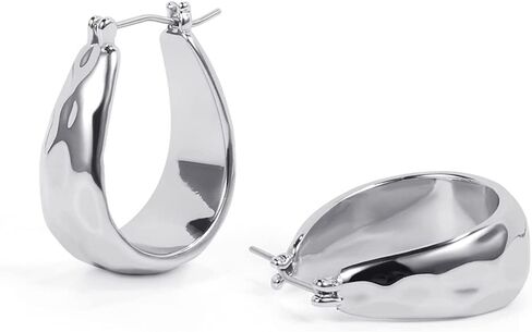 LILIE&WHITE أقراط دائرية ذهبية مكتنزة للنساء أقراط دائرية سميكة ذهبية أقراط دائرية لطيفة لا تسبب الحساسية أقراط عصرية للفتيات مجوهرات... in Kuwait