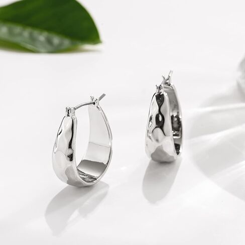 LILIE&WHITE أقراط دائرية ذهبية مكتنزة للنساء أقراط دائرية سميكة ذهبية أقراط دائرية لطيفة لا تسبب الحساسية أقراط عصرية للفتيات مجوهرات... in Kuwait