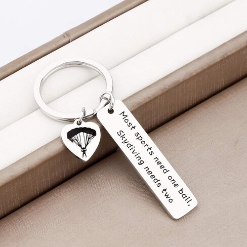 Zuo Bao Funny Skydiving Keychain Skydiver Gift Most Sports Need One Ball Skydiving Needs Two Jewelry Skydiver Adventure Gift in Saudi Arabia