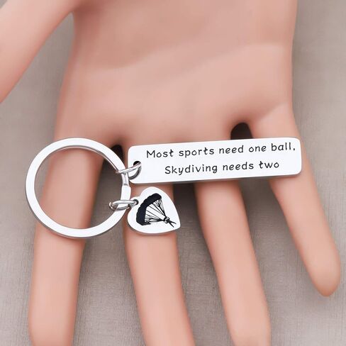 Zuo Bao Funny Skydiving Keychain Skydiver Gift Most Sports Need One Ball Skydiving Needs Two Jewelry Skydiver Adventure Gift in Saudi Arabia