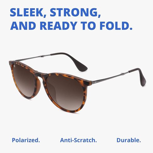 Foldies Polarized Folding Sunglasses – Scratch Resistant Lens Coating – Collapsible Frame – Premium Leather Case – Milanos in Saudi Arabia