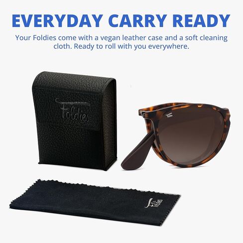 Foldies Polarized Folding Sunglasses – Scratch Resistant Lens Coating – Collapsible Frame – Premium Leather Case – Milanos in Saudi Arabia