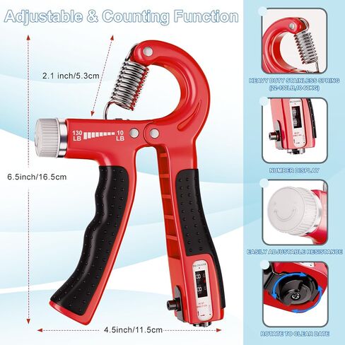 Grip Strength Trainer(5 Pack) with Finger Exerciser, Hand Grip Strengthener, Finger Stretcher,Grip Ring & Stress Relief Ball for Muscle Building and Injury Recover with Carry Bag in Saudi Arabia