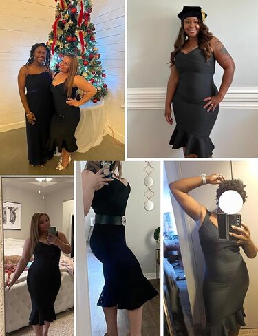 فستان بحزام كتف بدون أكمام ذيل السمكة متوسط ​​الطول للنساء فساتين سهرة للحفلات والنوادي in Kuwait