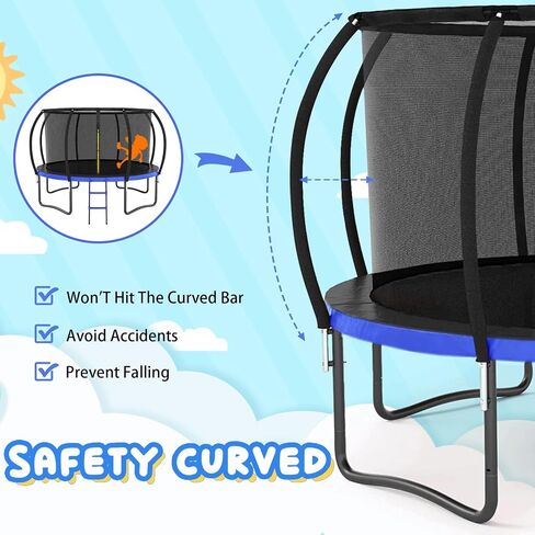 Trampoline 12FT 14FT Trampoline for Kids/Adults - Outdoor Recreational Trampolines with Enclosure Net Curved Poles and Ladder, Heavy Duty Trampoline Anti-Rust Coating, ASTM Approval in Saudi Arabia