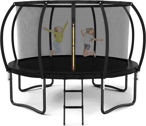 Trampoline 12FT 14FT Trampoline for Kids/Adults - Outdoor Recreational Trampolines with Enclosure Net Curved Poles and Ladder, Heavy Duty Trampoline Anti-Rust Coating, ASTM Approval in Saudi Arabia