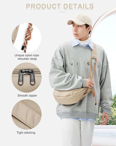 SEAFEW حقيبة هوبو رمادية للنساء والرجال محفظة كروس بودي حبال على ظهره حقائب يد للسيدات حقائب كتف أنيقة حقيبة الهلال حقيبة عبر الجسم حقائب عصرية صغيرة من النايلون حزمة مراوح ناعمة كاجوال in Kuwait