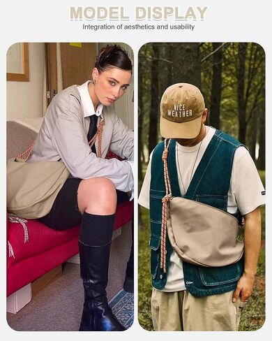 SEAFEW حقيبة هوبو رمادية للنساء والرجال محفظة كروس بودي حبال على ظهره حقائب يد للسيدات حقائب كتف أنيقة حقيبة الهلال حقيبة عبر الجسم حقائب عصرية صغيرة من النايلون حزمة مراوح ناعمة كاجوال in Kuwait