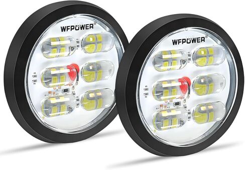 WFPOWER 4 بوصة مصابيح LED مستديرة للمقطورة، 2 قطعة 36 مصباح LED مقاوم للماء 4 بوصات توقف الفرامل بدوره الذيل أضواء مقطورة اللون الأحمر، جبل فلوش مع حلقة مطاطية لشاحنة جرار مقطورة RV قارب حافلة 12 فولت 24 فولت in Kuwait