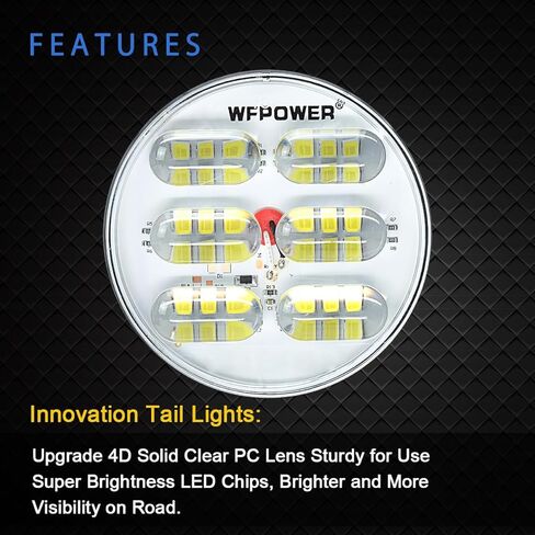 WFPOWER 4 بوصة مصابيح LED مستديرة للمقطورة، 2 قطعة 36 مصباح LED مقاوم للماء 4 بوصات توقف الفرامل بدوره الذيل أضواء مقطورة اللون الأحمر، جبل فلوش مع حلقة مطاطية لشاحنة جرار مقطورة RV قارب حافلة 12 فولت 24 فولت in Kuwait