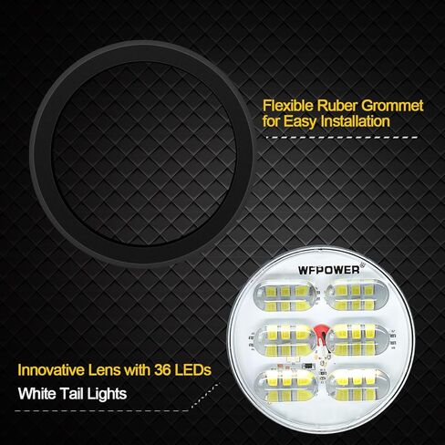 WFPOWER 4 بوصة مصابيح LED مستديرة للمقطورة، 2 قطعة 36 مصباح LED مقاوم للماء 4 بوصات توقف الفرامل بدوره الذيل أضواء مقطورة اللون الأحمر، جبل فلوش مع حلقة مطاطية لشاحنة جرار مقطورة RV قارب حافلة 12 فولت 24 فولت in Kuwait