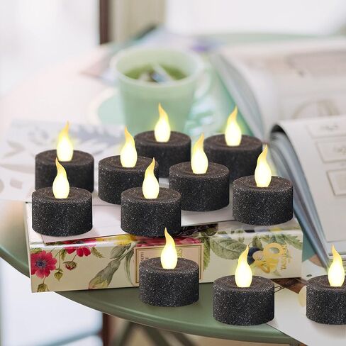 Furora LIGHTING Rose Gold Candles Battery Operated, LED Tea Lights Dusty Rose Party Decorations, Christmas Ornaments, Wedding Decorations, Christmas Decorations Pack of 12 in Kuwait