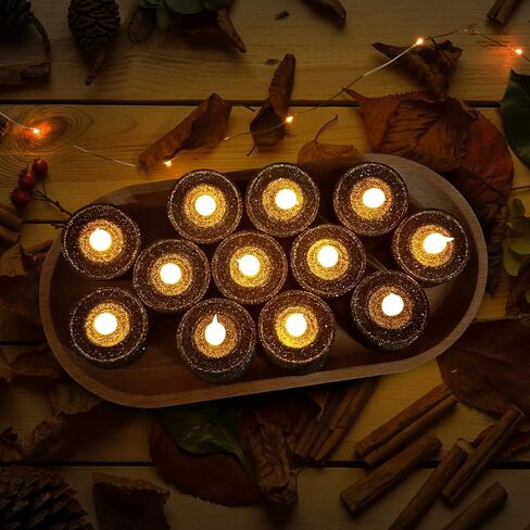 Furora LIGHTING Rose Gold Candles Battery Operated, LED Tea Lights Dusty Rose Party Decorations, Christmas Ornaments, Wedding Decorations, Christmas Decorations Pack of 12 in Kuwait