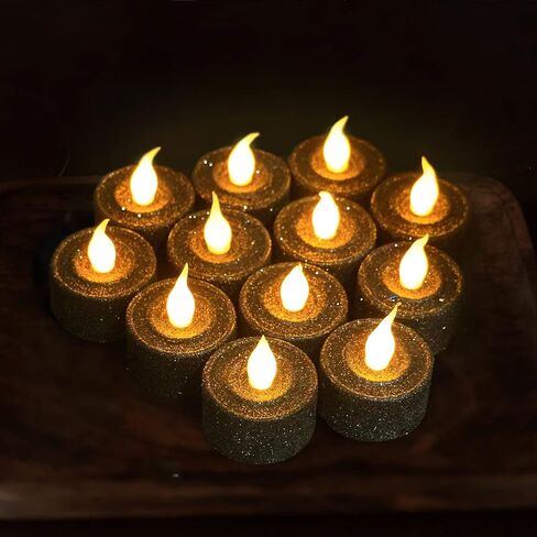 Furora LIGHTING Rose Gold Candles Battery Operated, LED Tea Lights Dusty Rose Party Decorations, Christmas Ornaments, Wedding Decorations, Christmas Decorations Pack of 12 in Kuwait