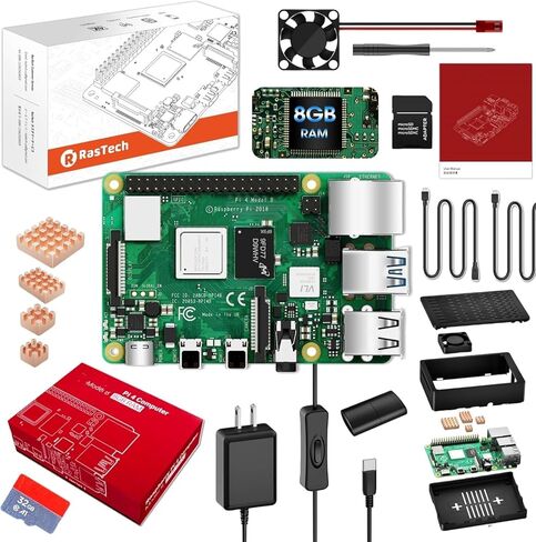 RasTech Raspberry Pi 4 4GB Model B 1.5GHz Quad-core Cortex-A72 64-bit,Support Dual 4K Display,PoE Enable,40-pin GPIO,Wireless LAN 2.4 GHz,Bluetooth 5.0,USB-C Power Supply Port in Kuwait